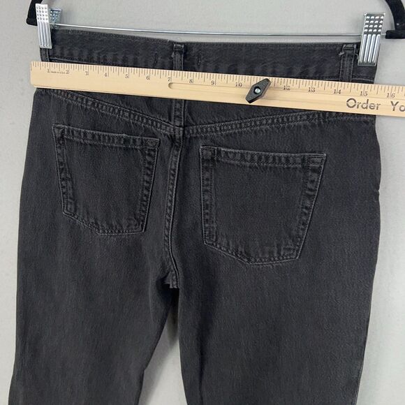 We The Free People Jeans Womens 27 Black Maggie Mid Rise Straight Leg Grunge Rip - Picture 10 of 16